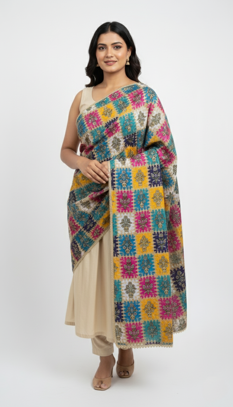 Chinon Print Multicolored Dupatta