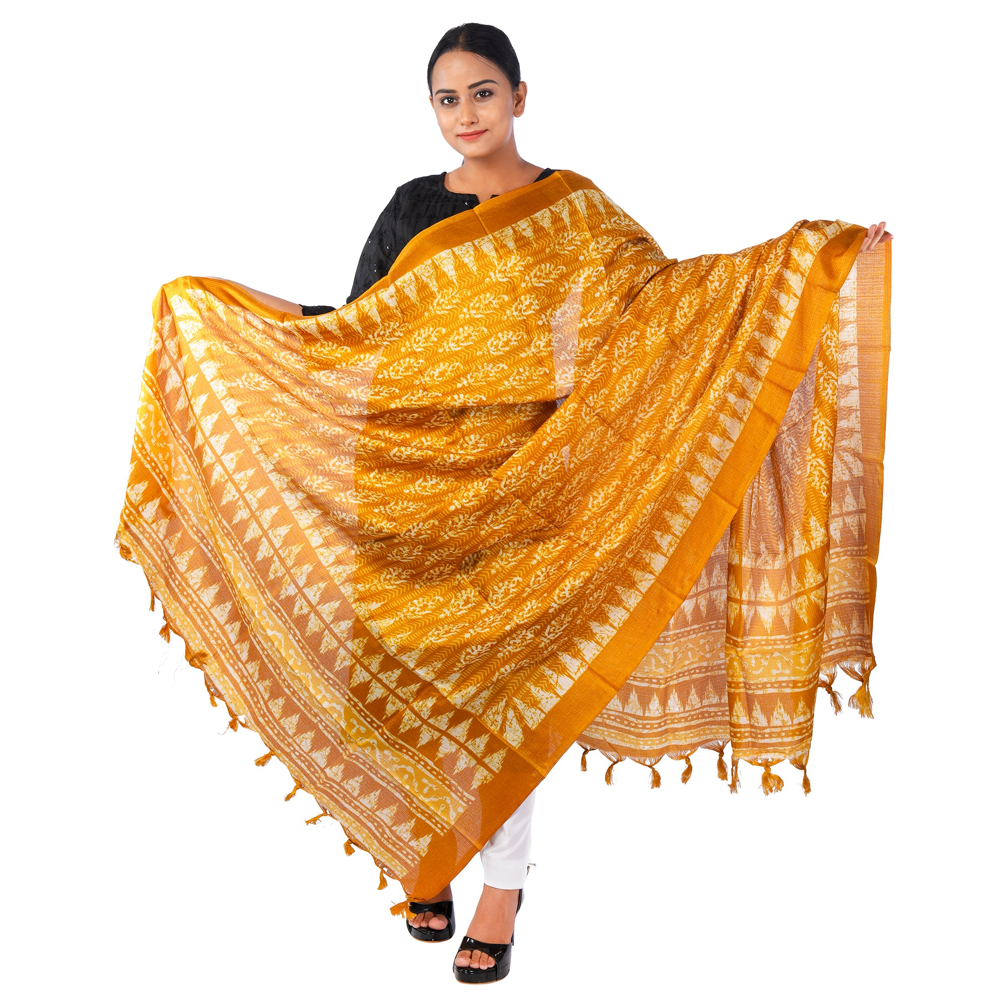 Elegant Art Silk Printed Dupatta with Tassels