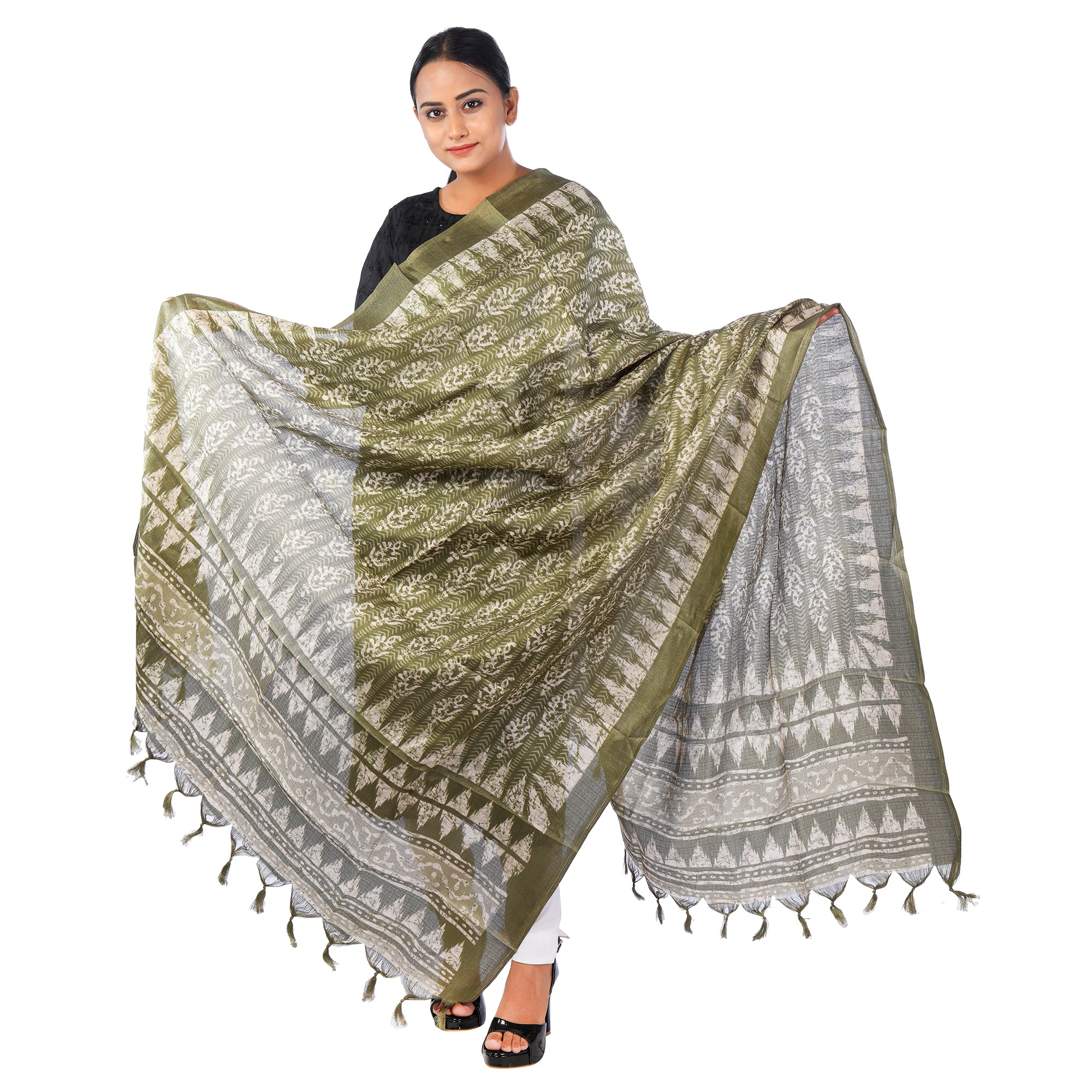 Elegant Art Silk Printed Dupatta with Tassels