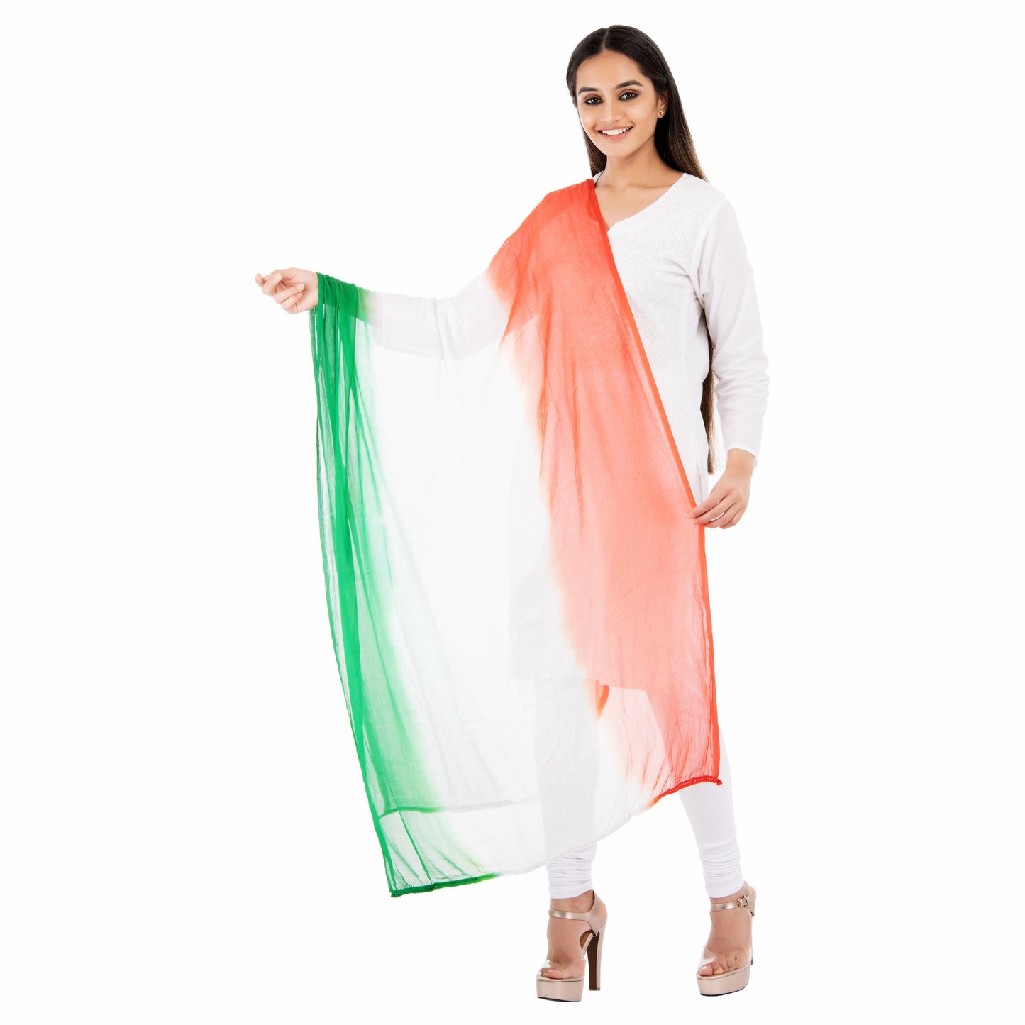 Elegant Tri-Color Chiffon Dupatta (Tiranga Dupatta)