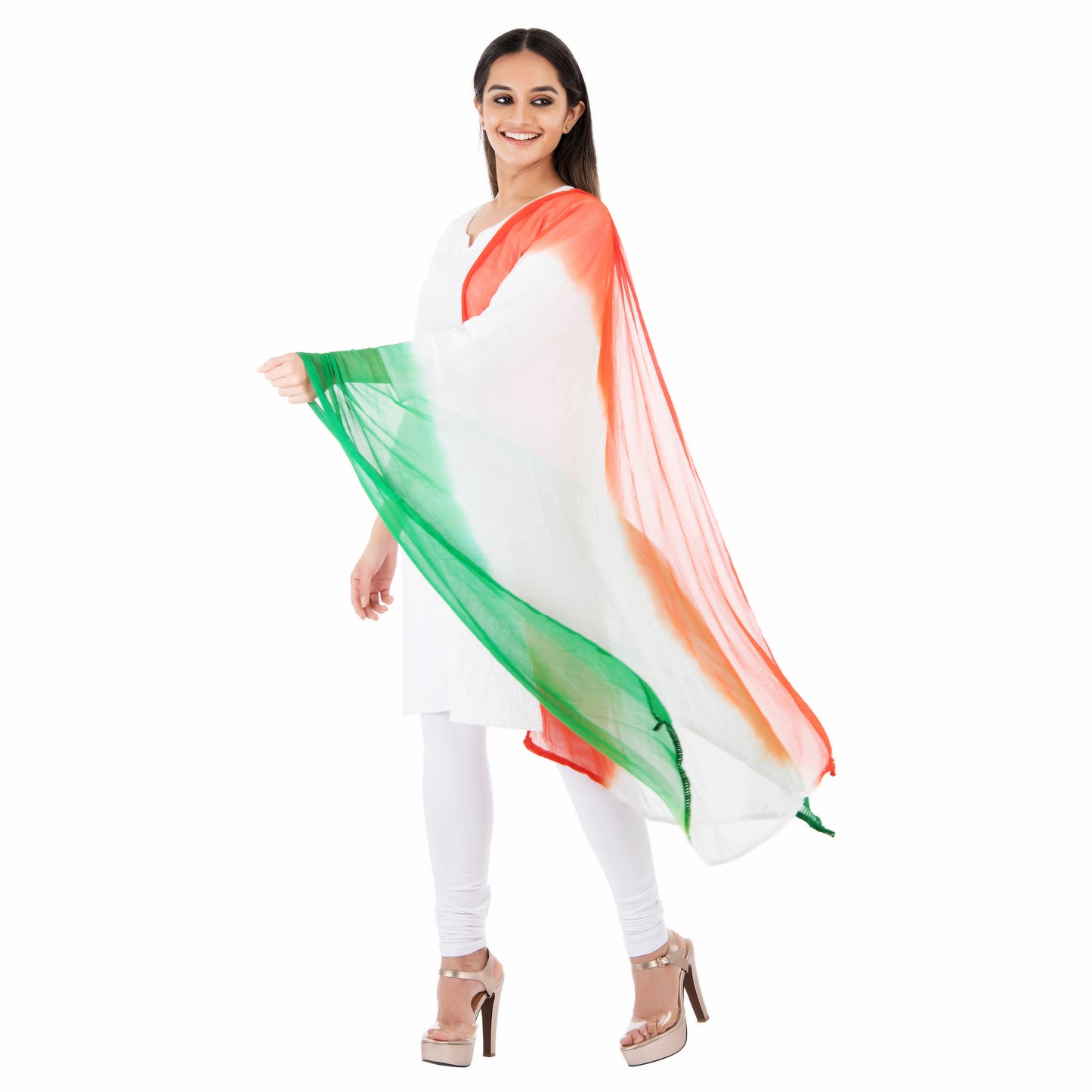 Elegant Tri-Color Chiffon Dupatta (Tiranga Dupatta)