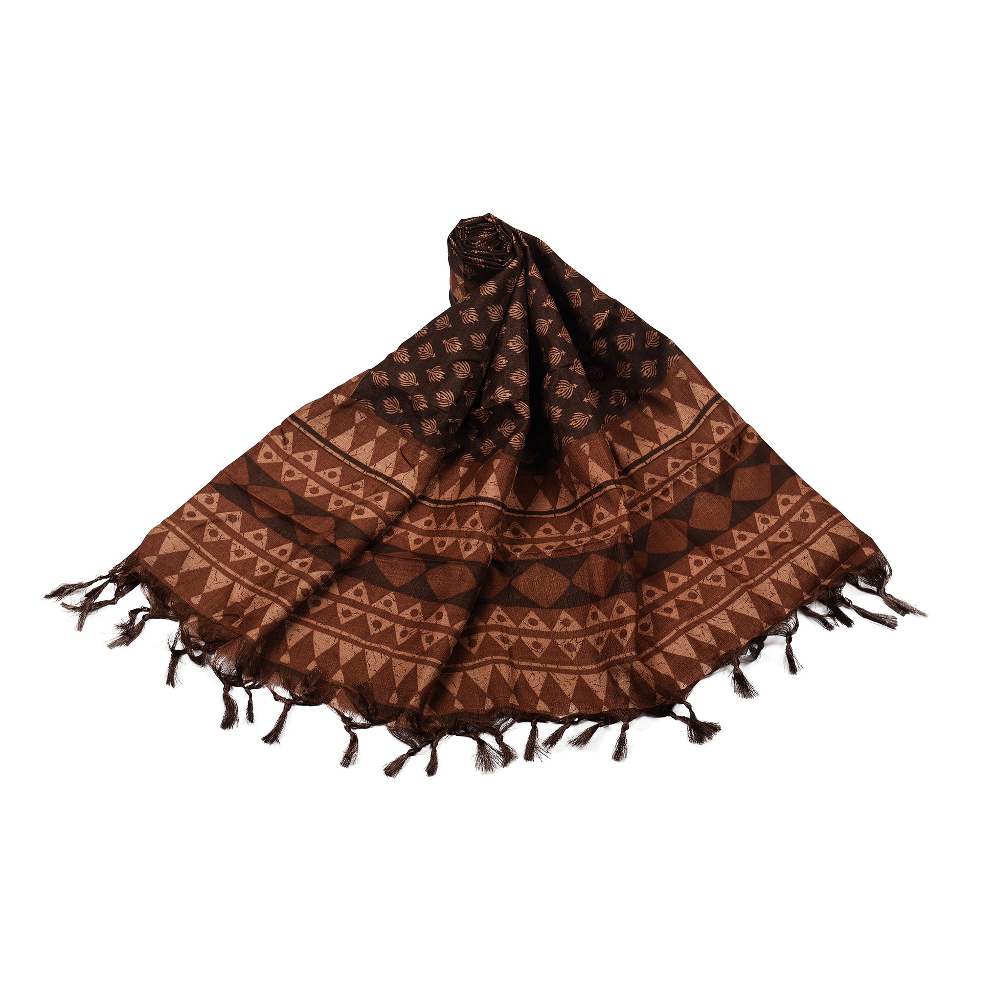 Polka Print Art Silk Dupatta with Tassels