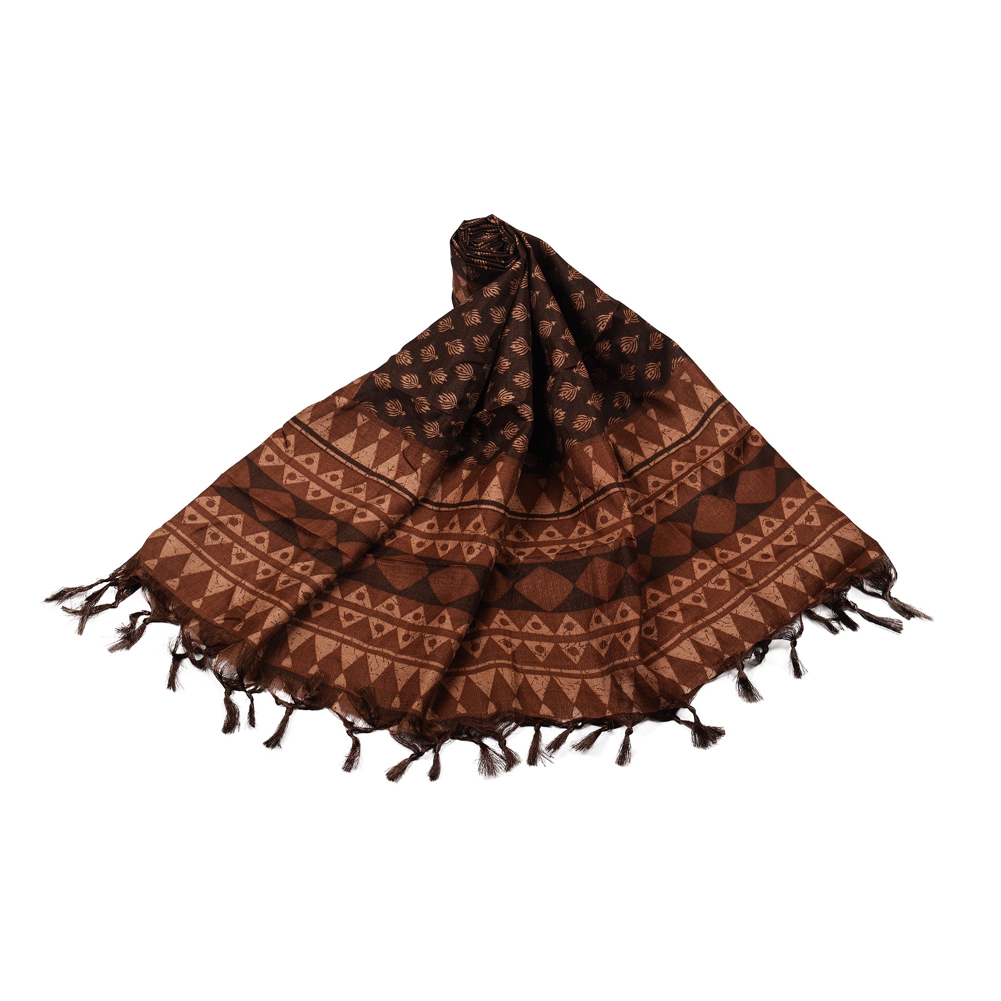 Polka Print Art Silk Dupatta with Tassels