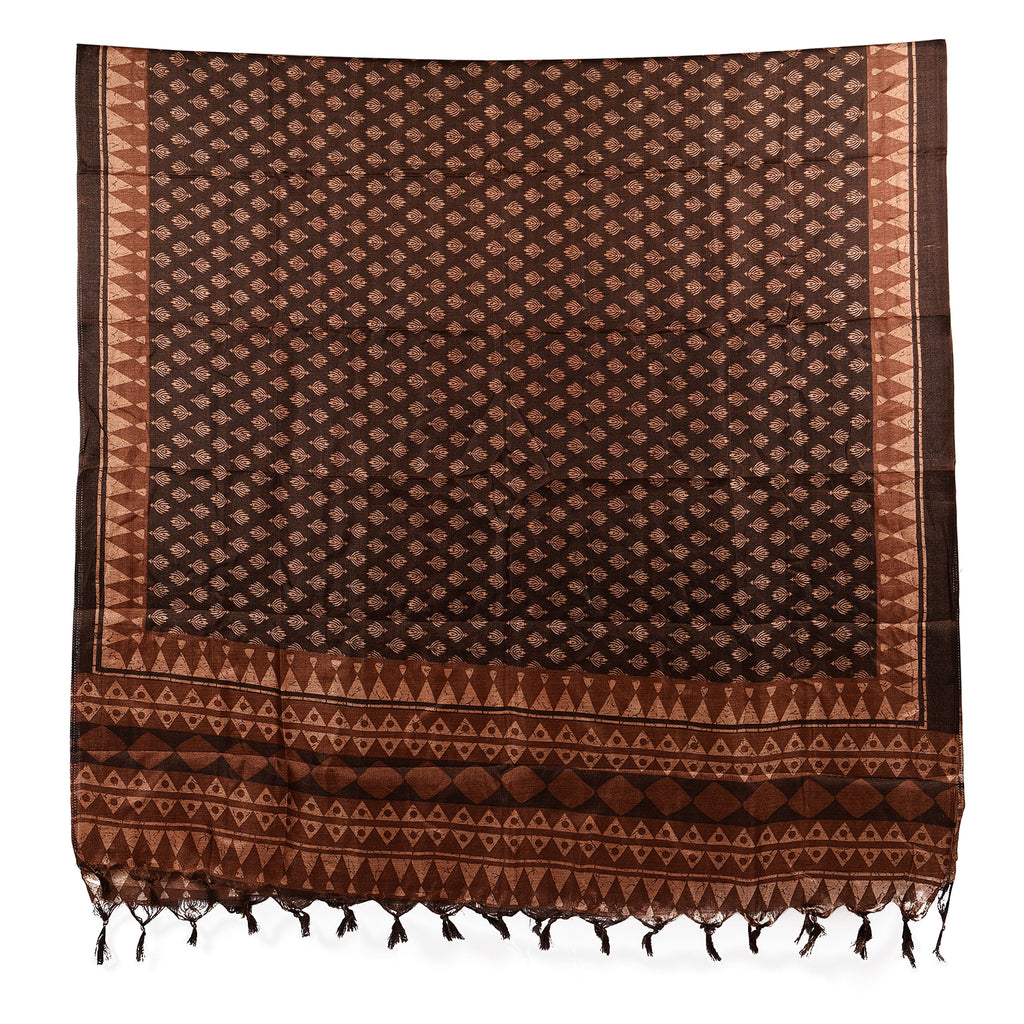 Polka Print Art Silk Dupatta with Tassels