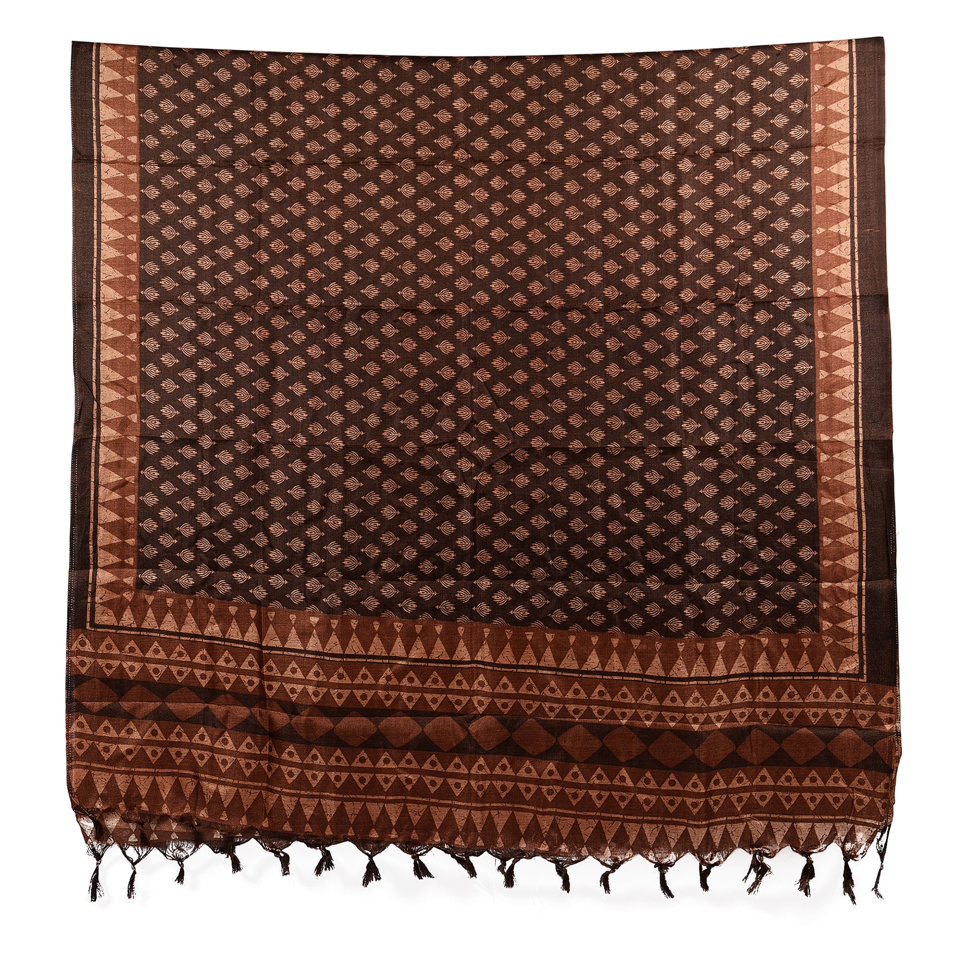 Polka Print Art Silk Dupatta with Tassels
