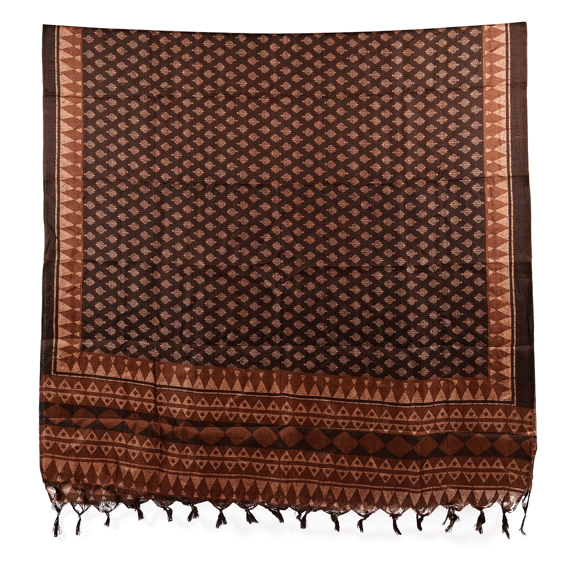Polka Print Art Silk Dupatta with Tassels