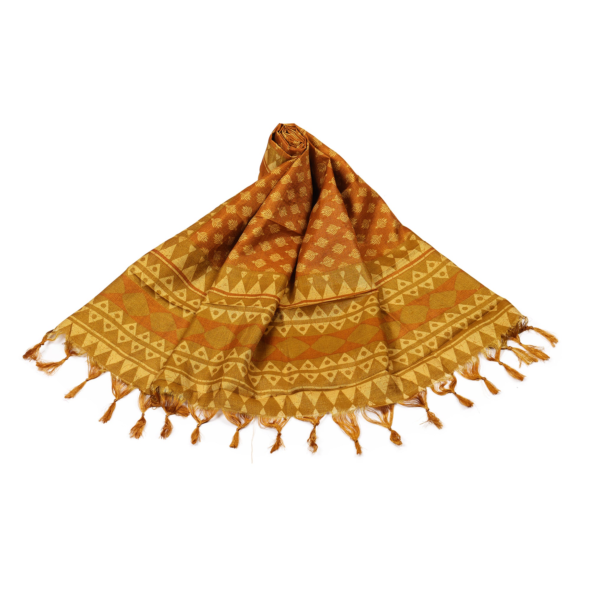 Polka Print Art Silk Dupatta with Tassels