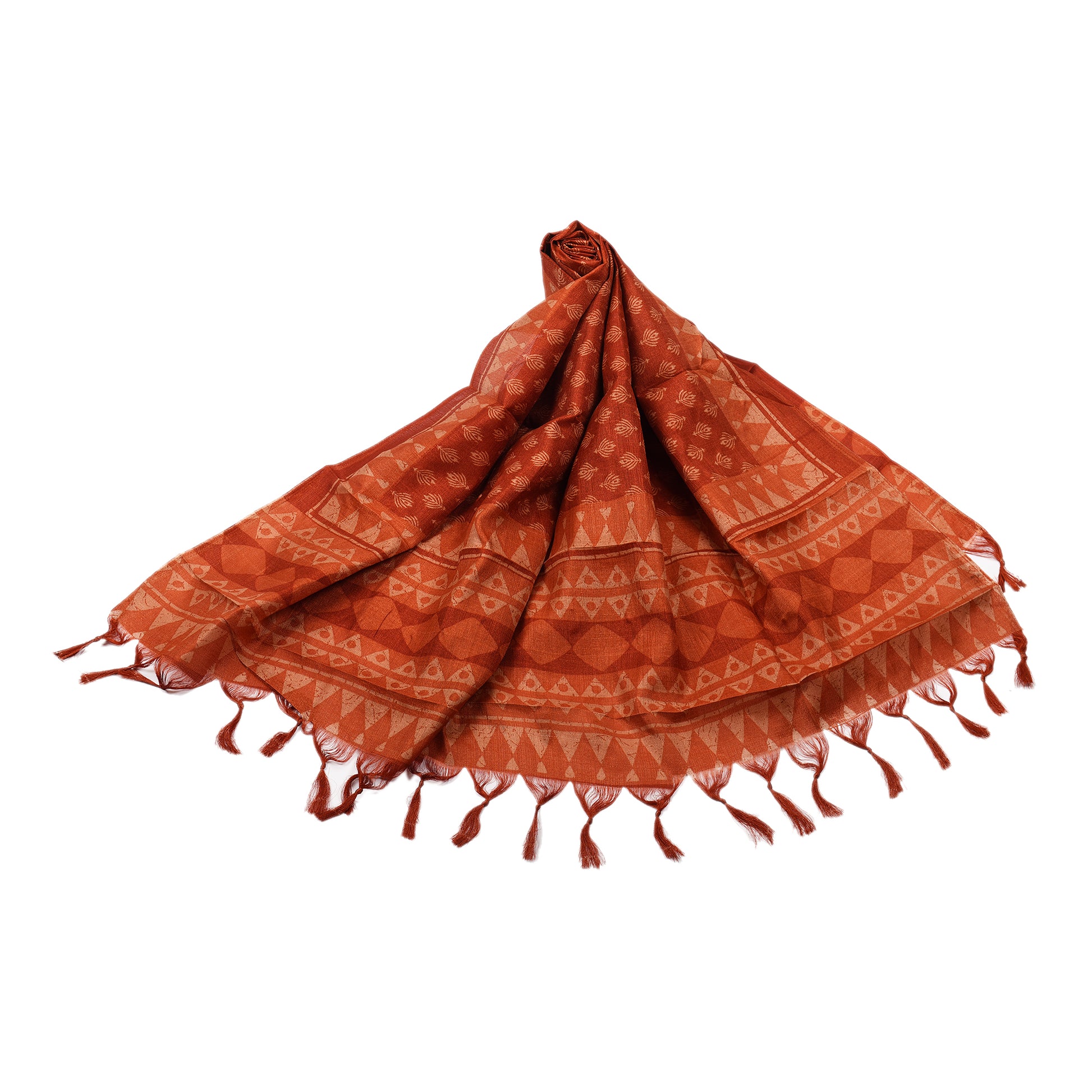 Polka Print Art Silk Dupatta with Tassels