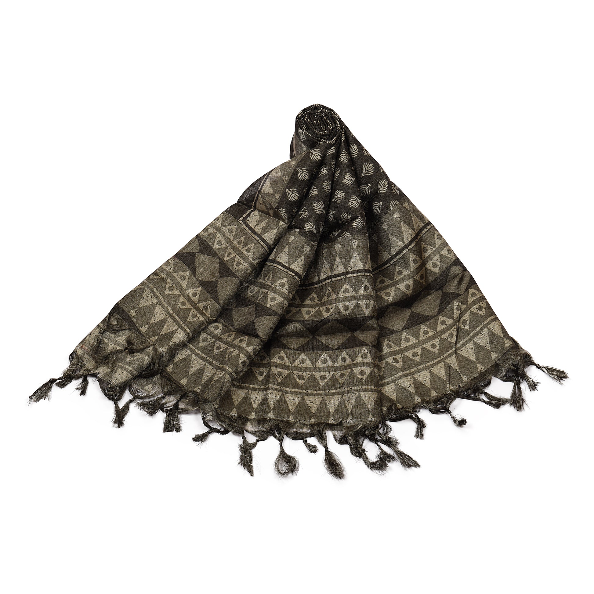 Polka Print Art Silk Dupatta with Tassels