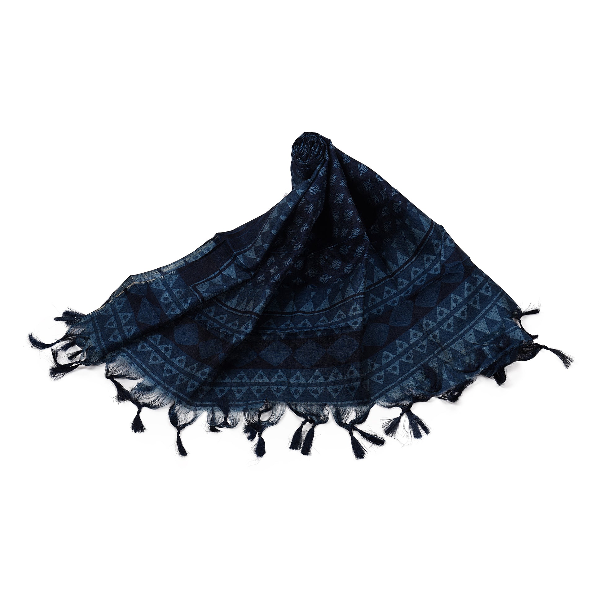 Polka Print Art Silk Dupatta with Tassels