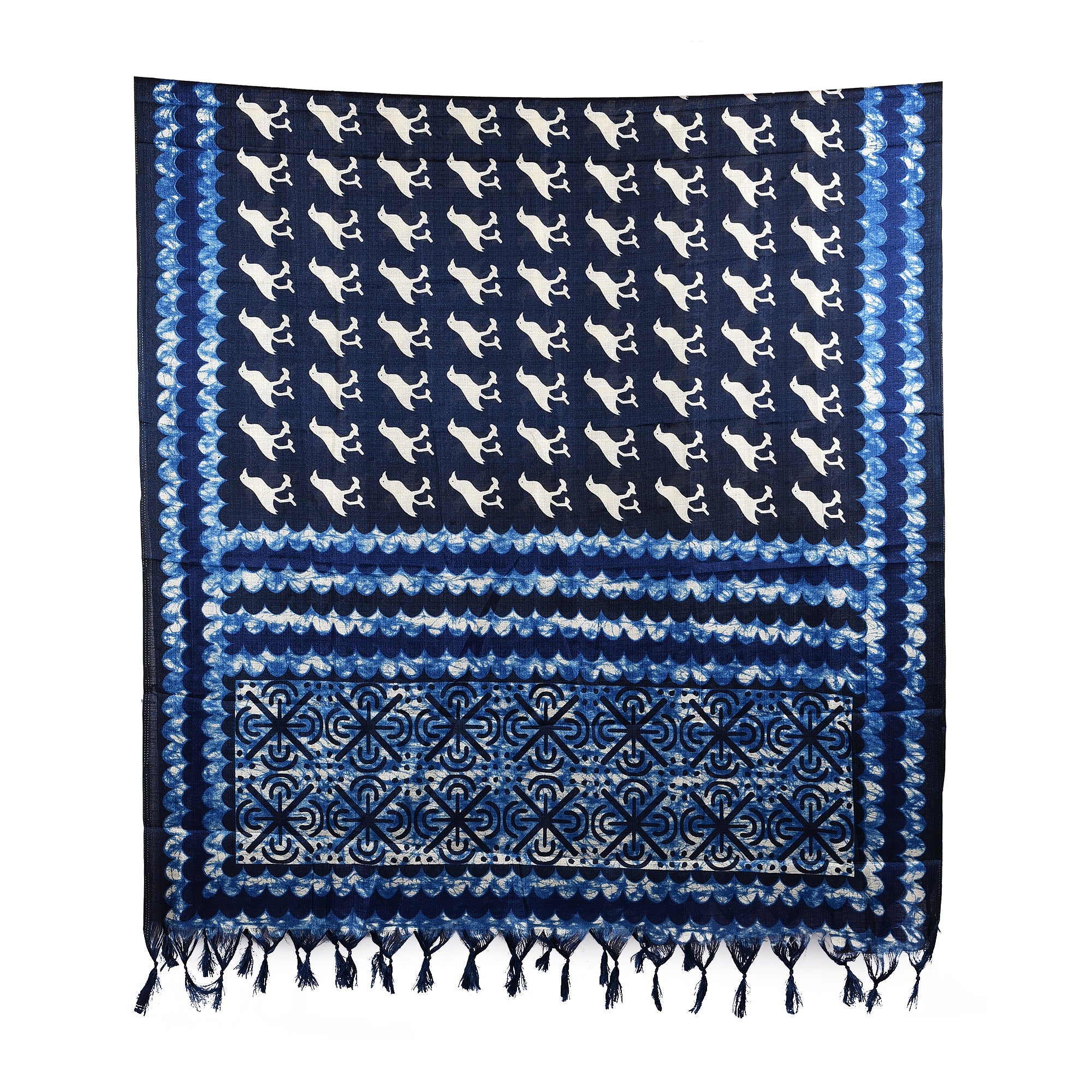 Elegant Art Silk Dupatta with Tassels on Both Ends