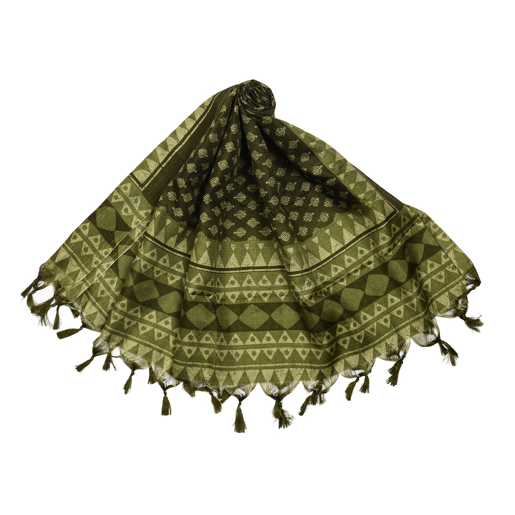 Polka Print Art Silk Dupatta with Tassels