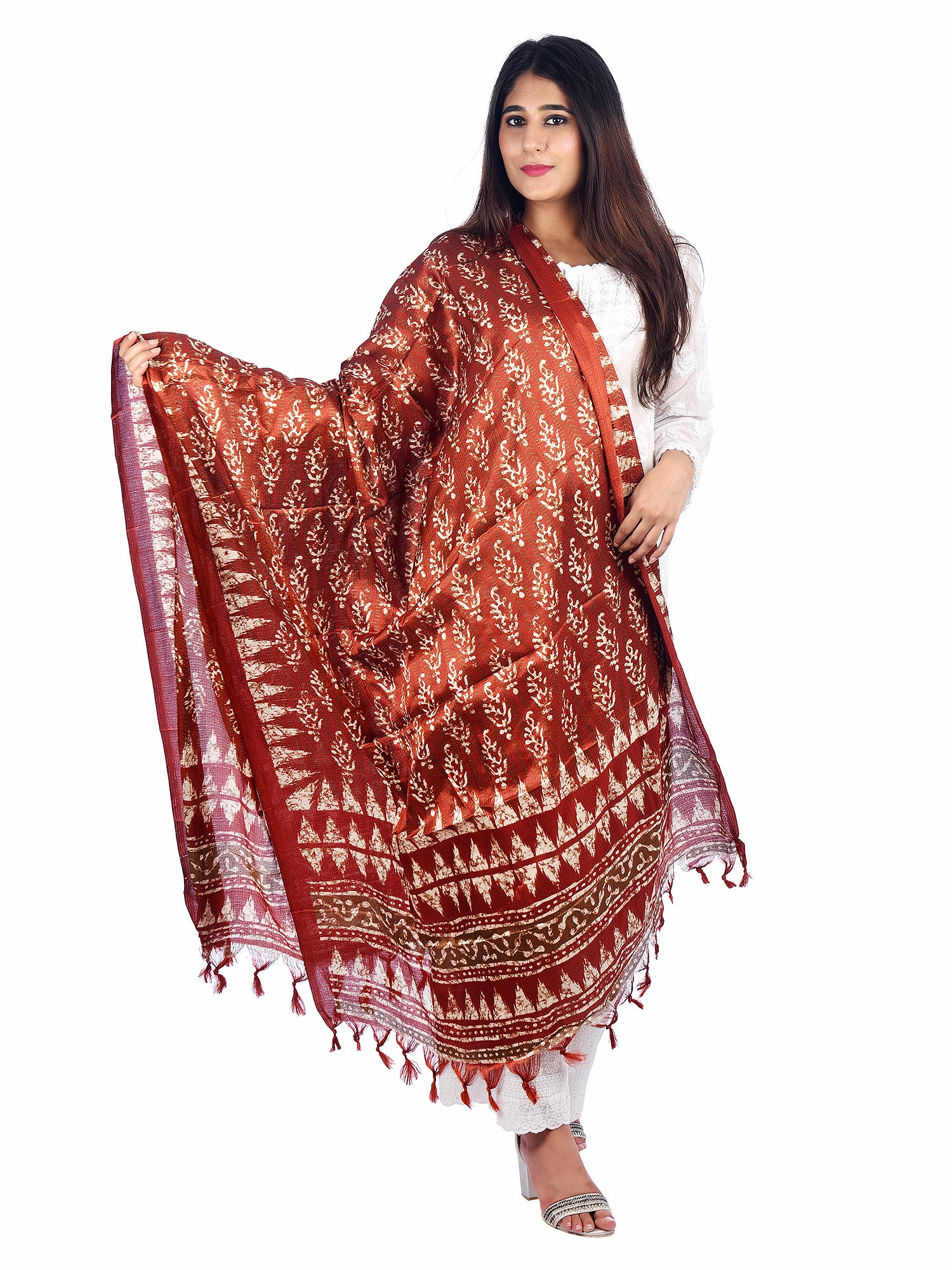 Elegant Art Silk Printed Dupatta with Tassels
