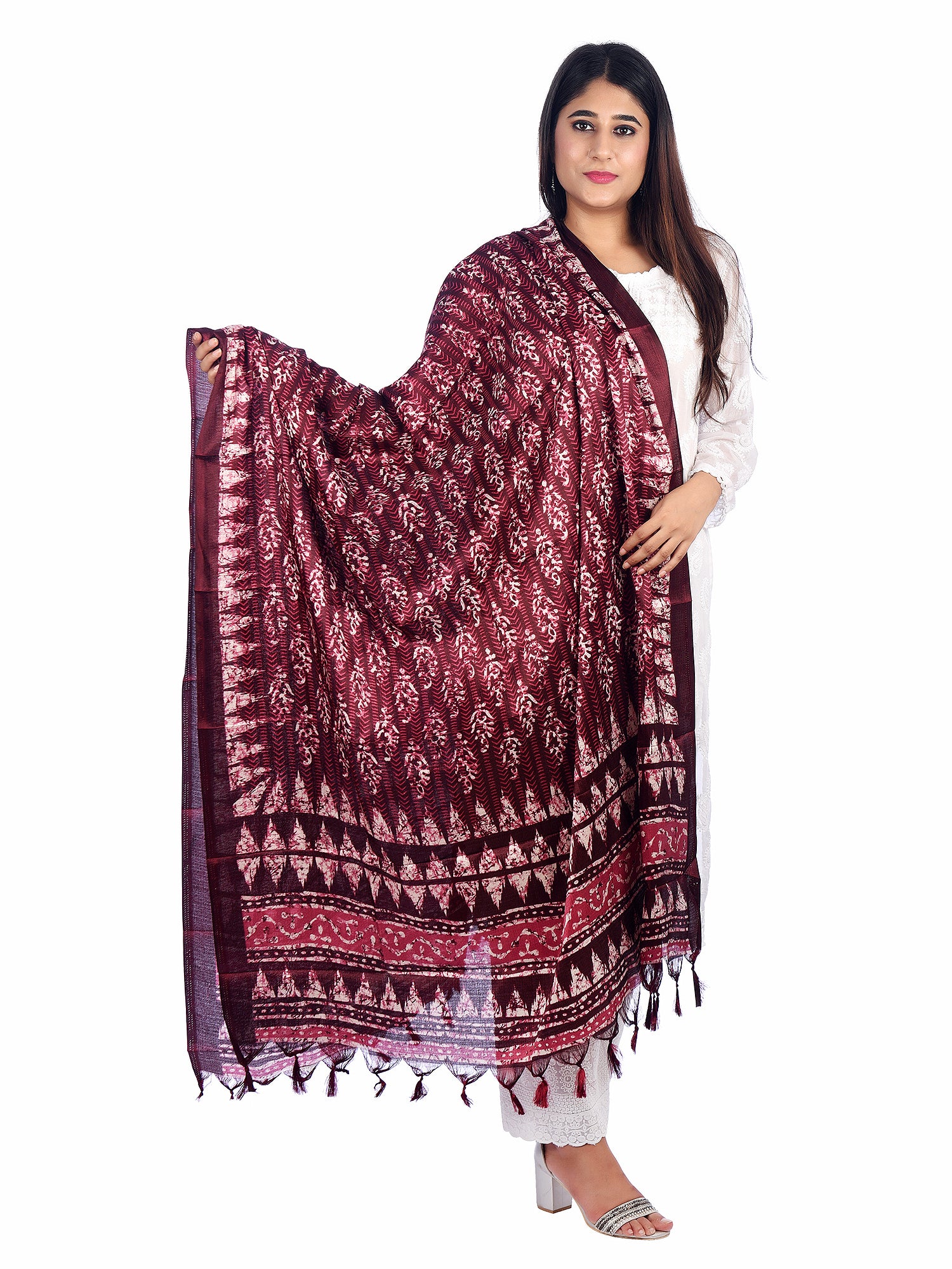Elegant Art Silk Printed Dupatta with Tassels