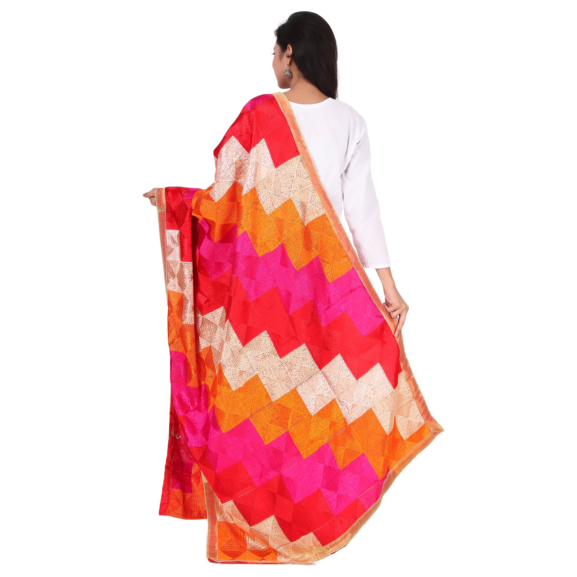 Vibrant Phulkari Chiffon Dupatta