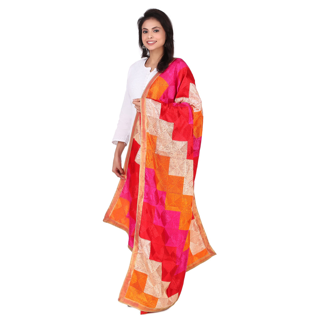 Vibrant Phulkari Chiffon Dupatta