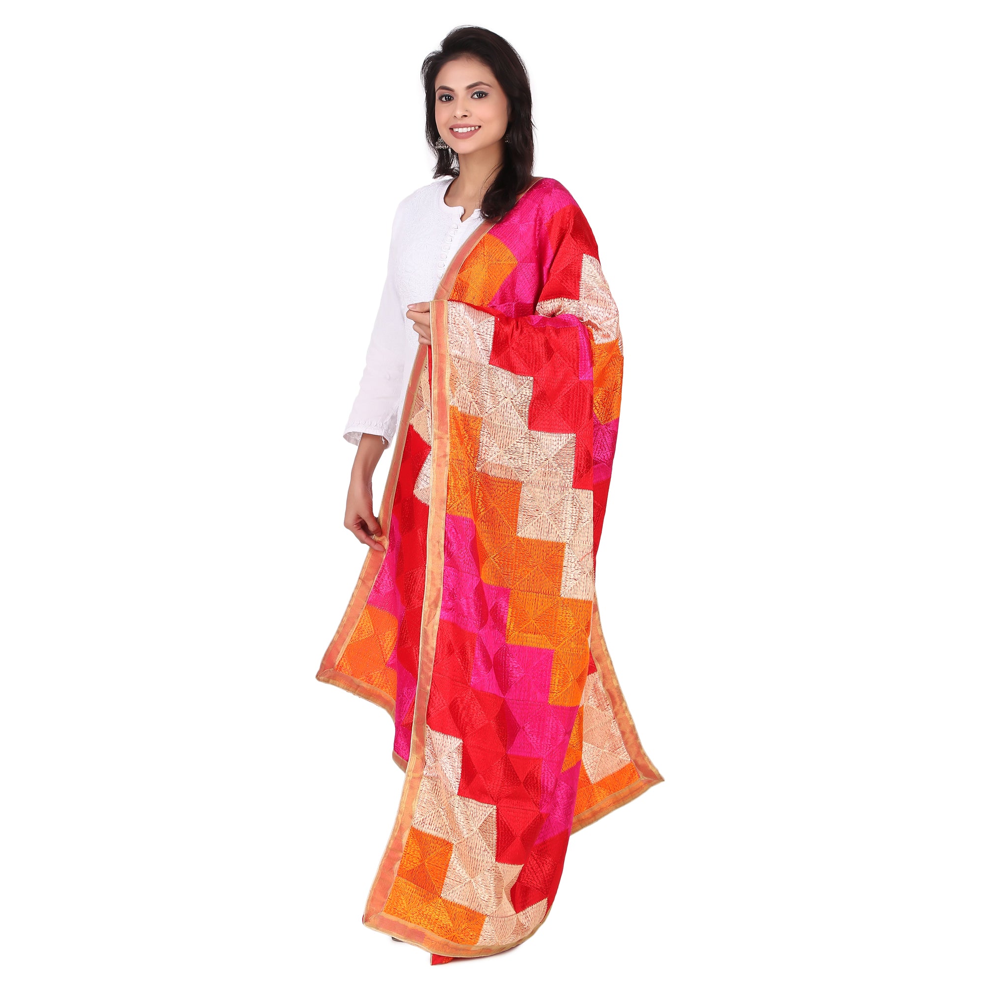 Vibrant Phulkari Chiffon Dupatta