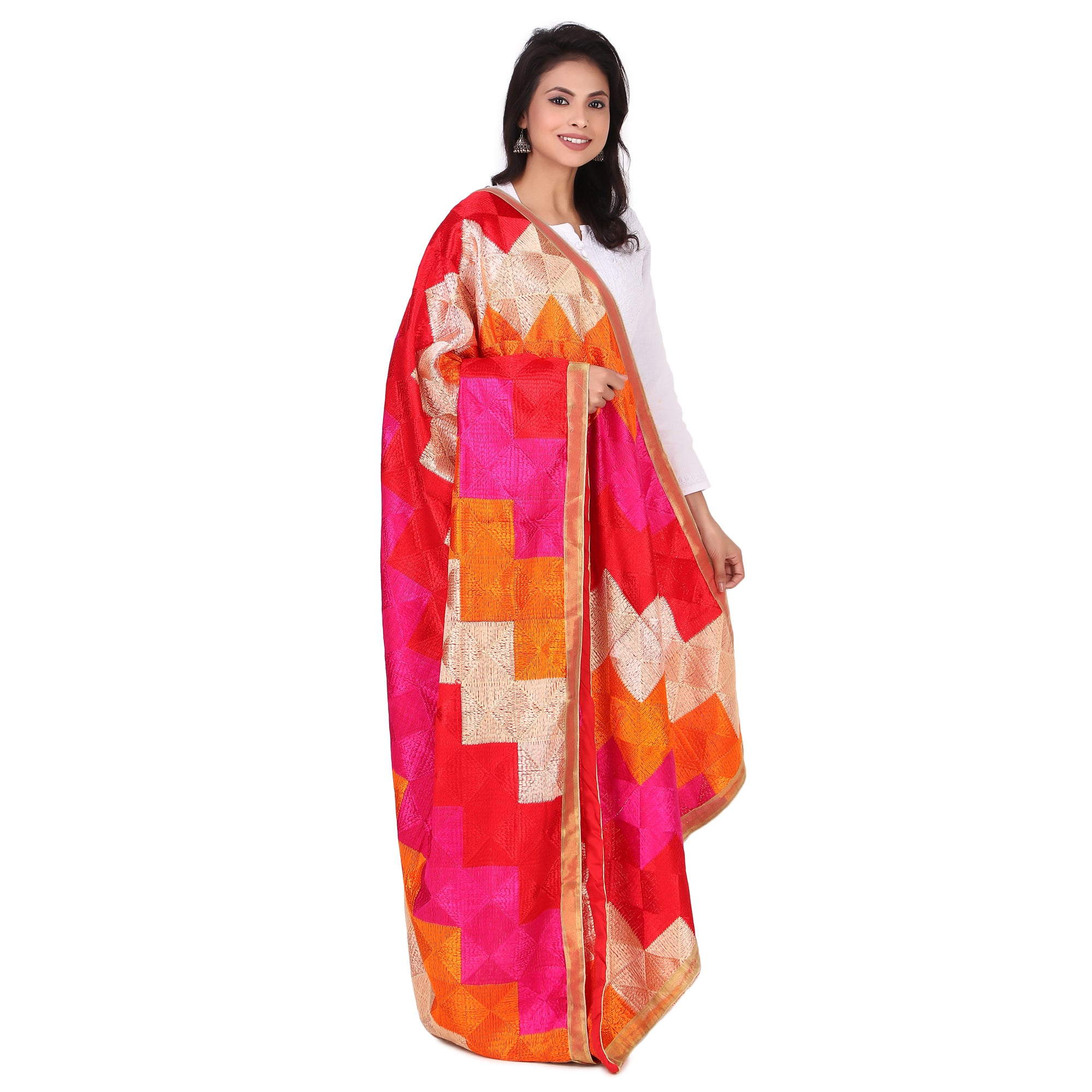 Vibrant Phulkari Chiffon Dupatta