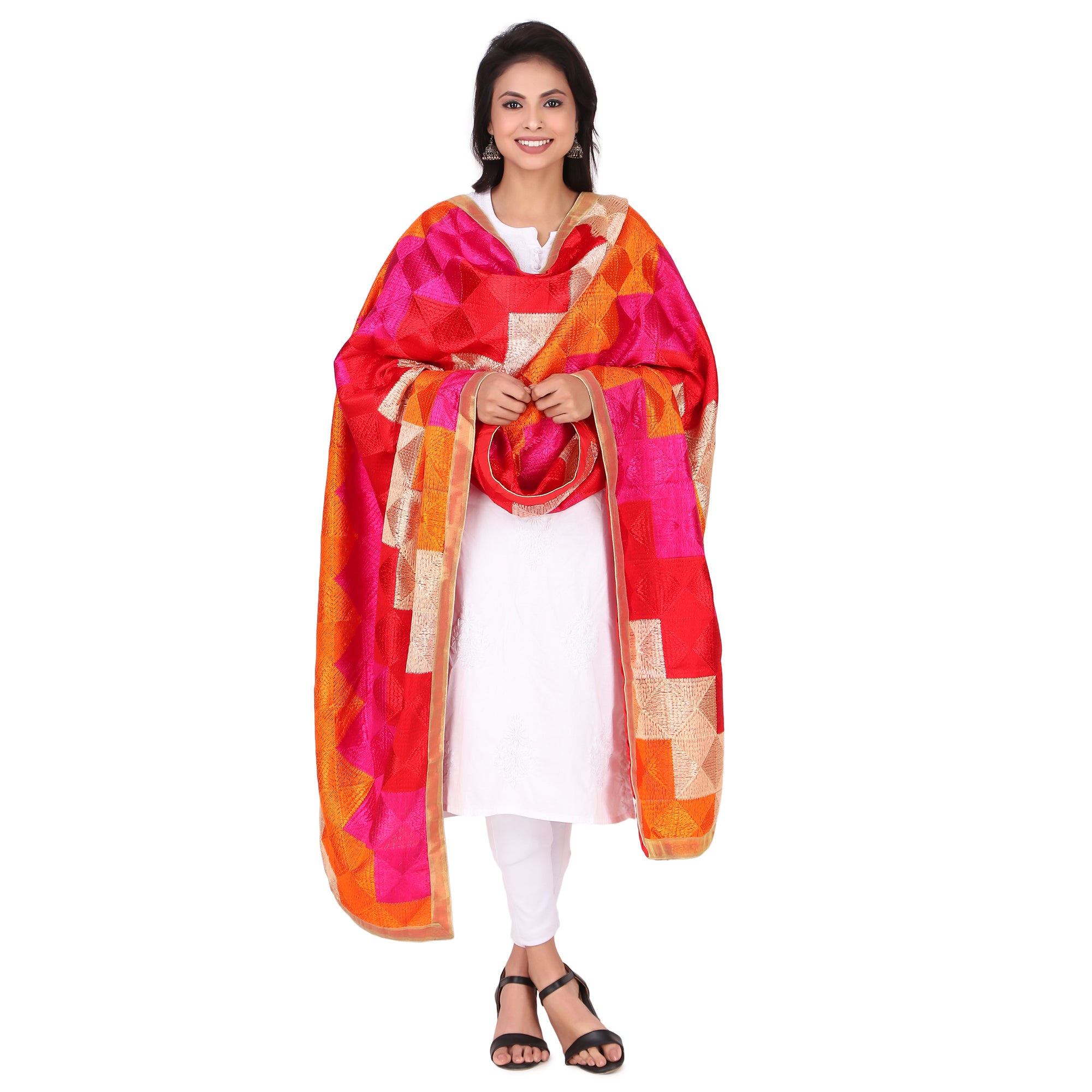 Vibrant Phulkari Chiffon Dupatta