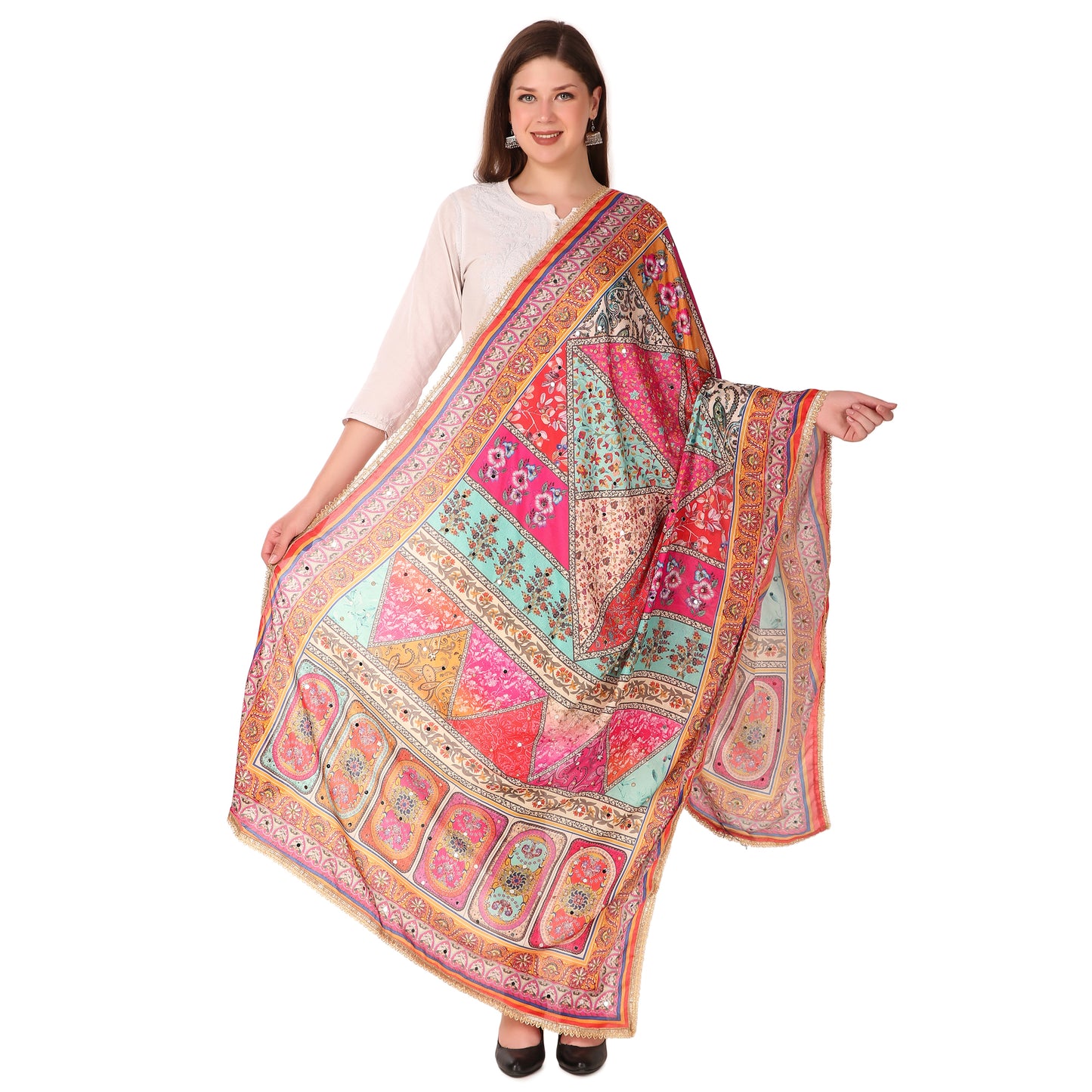 Women's Traditional Multicolor Pakistani Dupatta