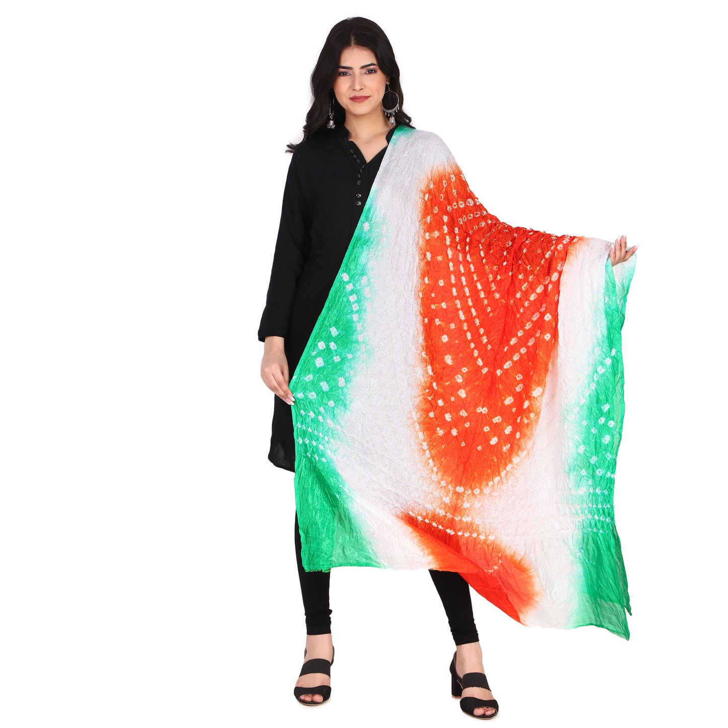 Vibrant Tri-color Bandhani Dupatta (Tiranga)