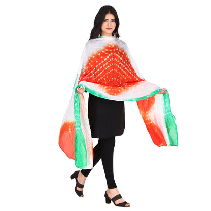 Vibrant Tri-color Bandhani Dupatta (Tiranga)