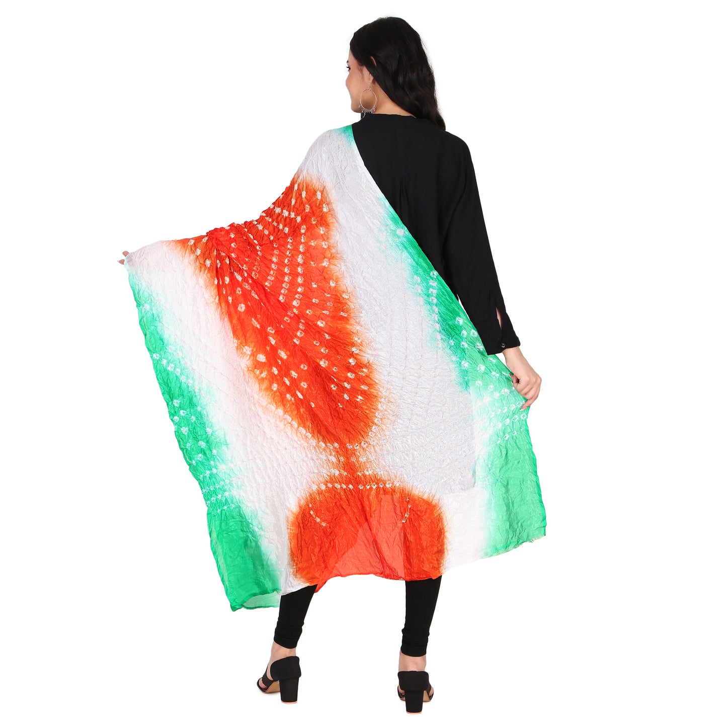 Vibrant Tri-color Bandhani Dupatta (Tiranga)