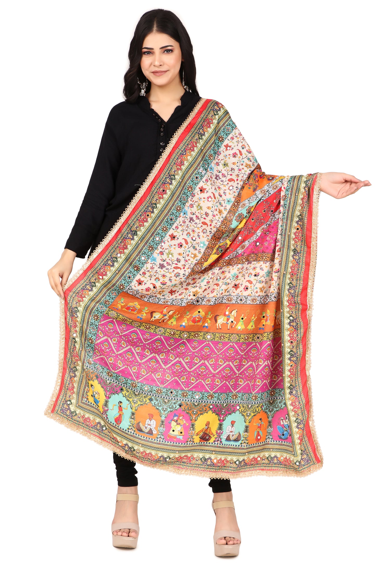 Women's Traditional Multicolor Pakistani Dupatta