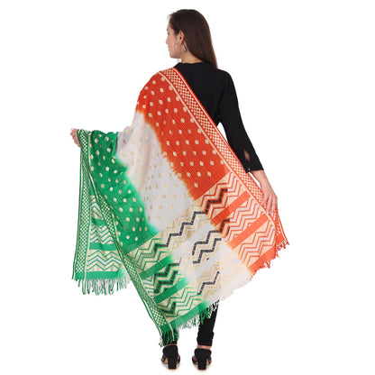 Exquisite Tri-Color Banarasi Silk Dupatta (Tiranga)